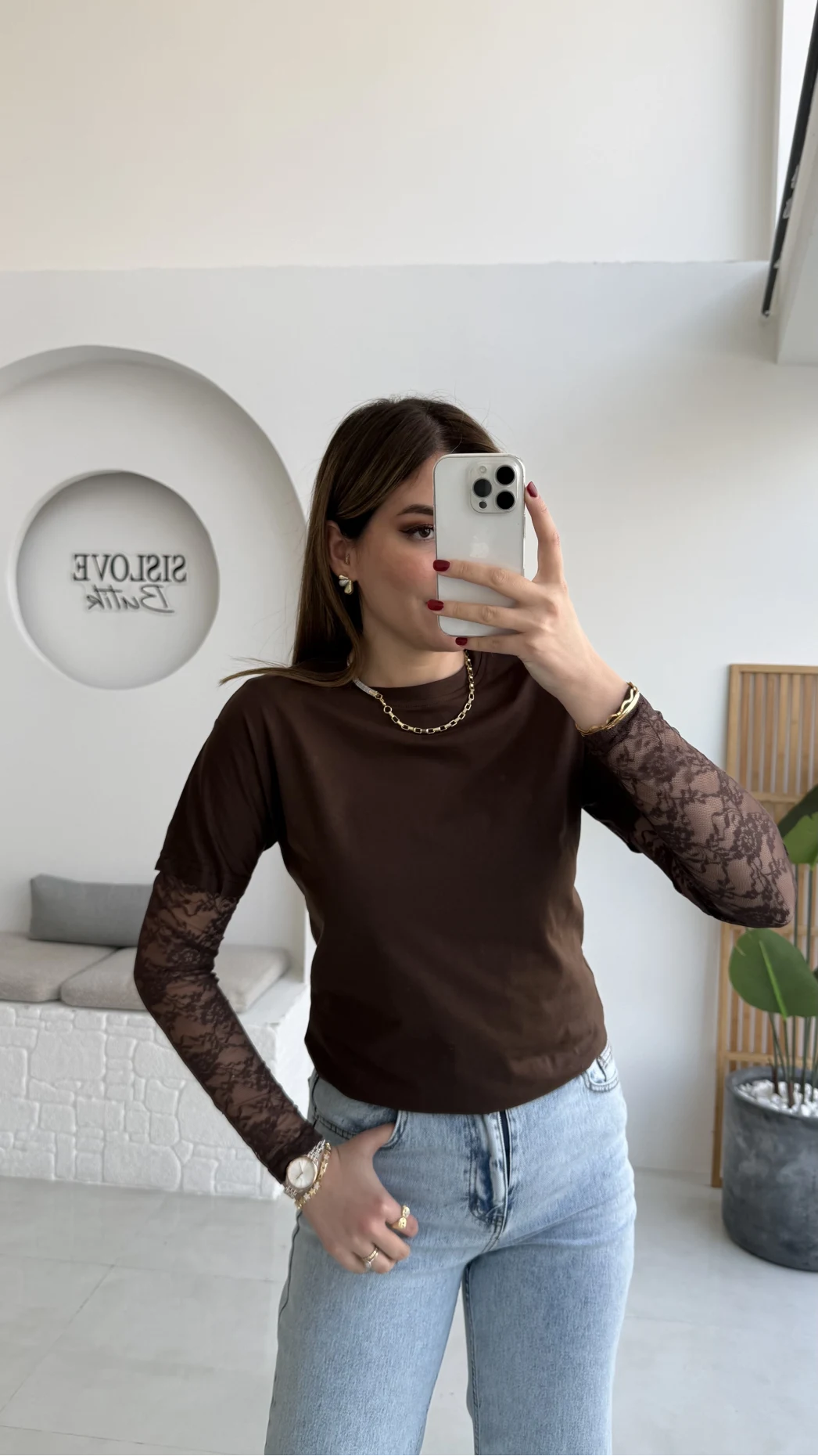 Kolu Danteli T-shirt - Kahverengi