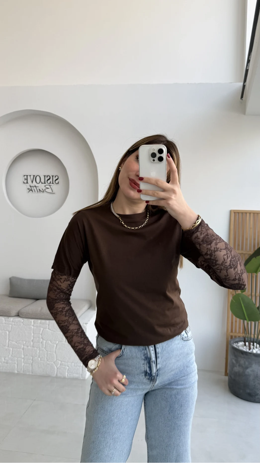 Kolu Danteli T-shirt - Kahverengi