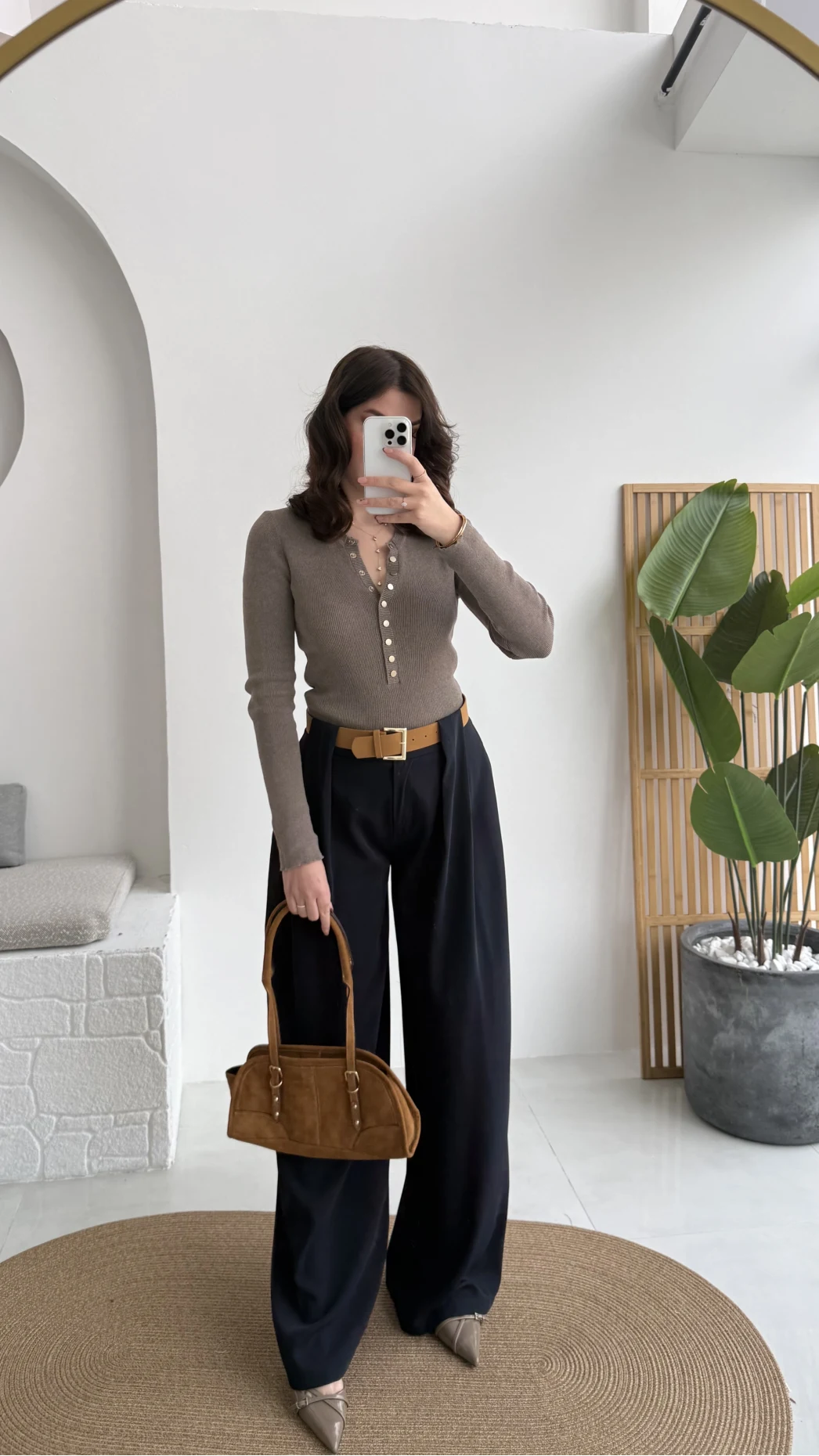 Köprü Detay Kemerli Pantolon - Lacivert - Kod: 3855