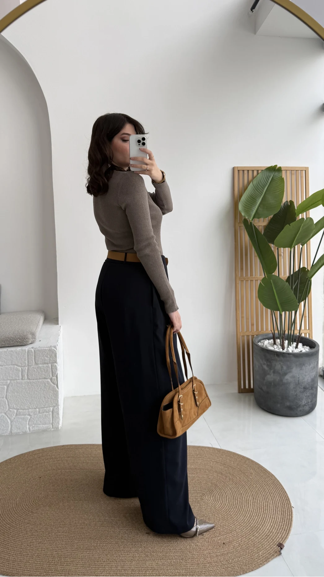 Köprü Detay Kemerli Pantolon - Lacivert - Kod: 3855