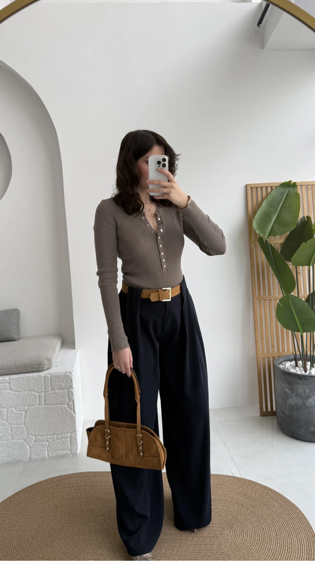 Köprü Detay Kemerli Pantolon - Lacivert - Kod: 3855