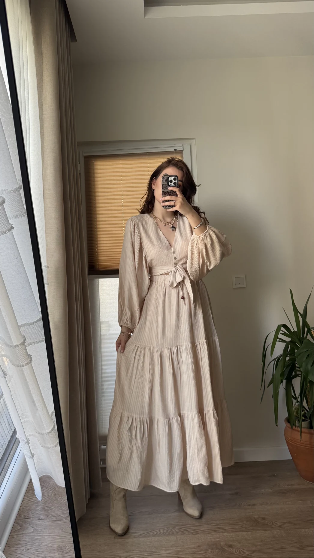 Krem Rengi Etekli Crop Takım