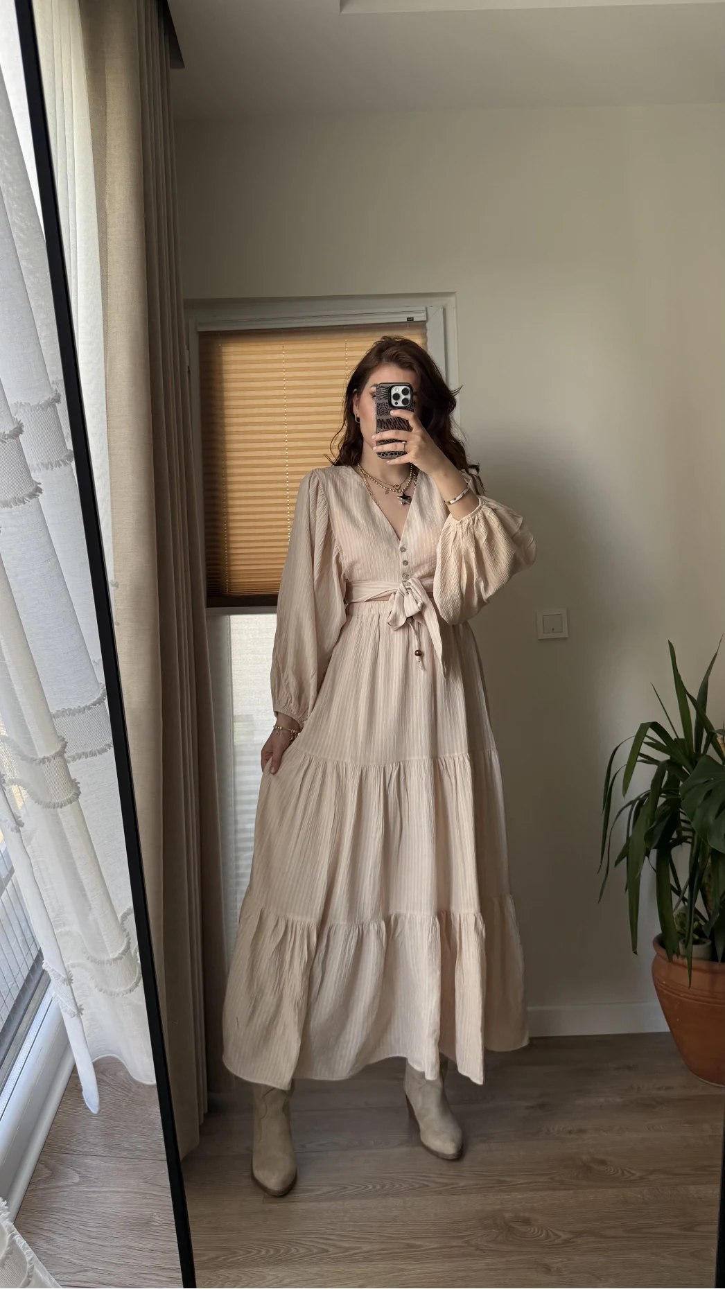 Krem Rengi Etekli Crop Takım