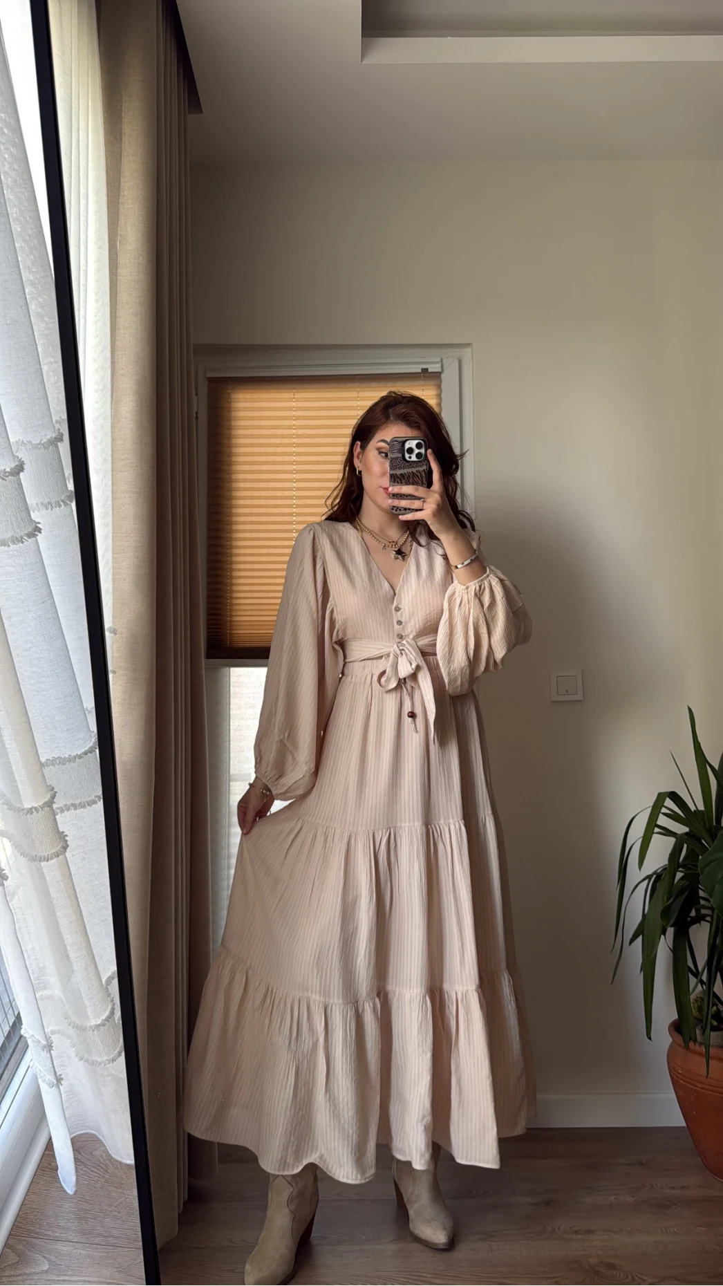 Krem Rengi Etekli Crop Takım