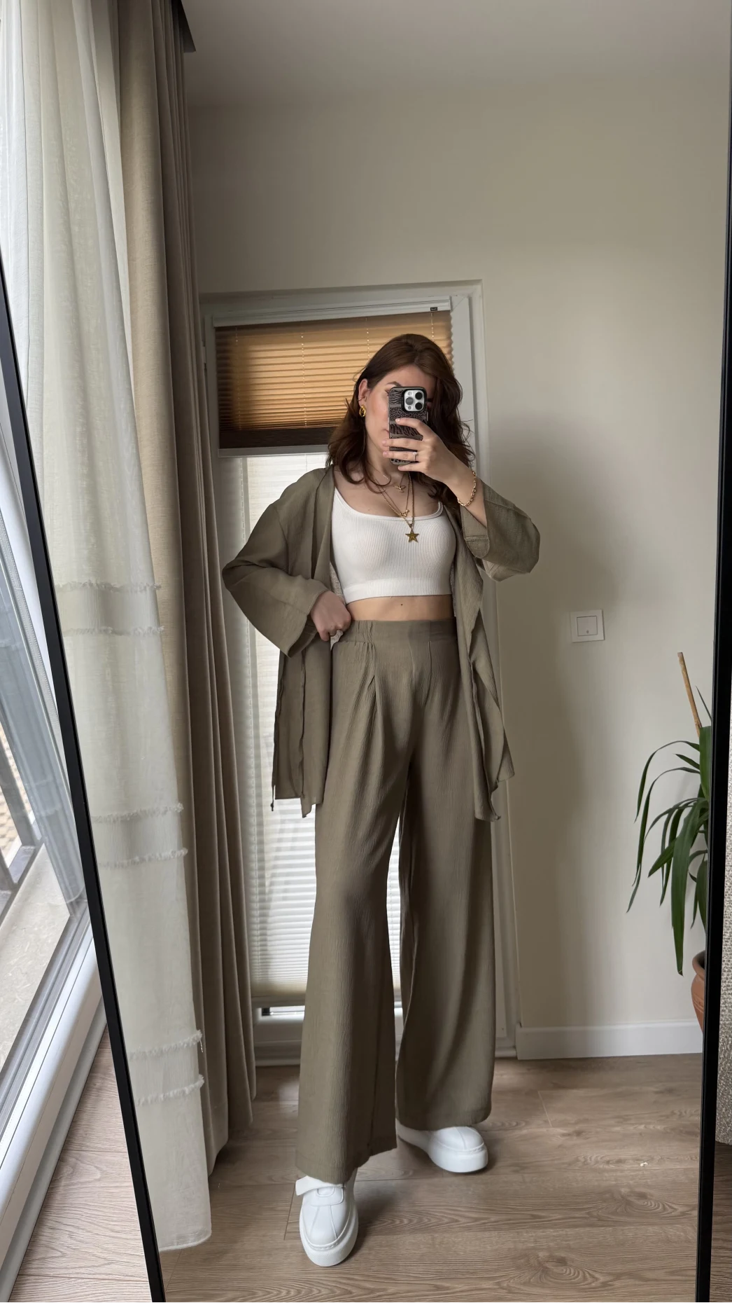 Krinkıl Viskon Kimono Takım Haki (KOD: 51109)