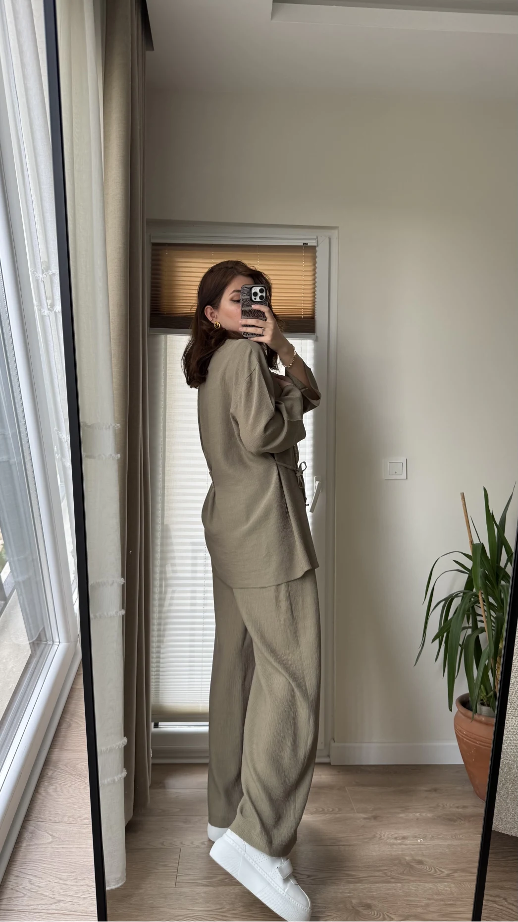 Krinkıl Viskon Kimono Takım Haki (KOD: 51109)