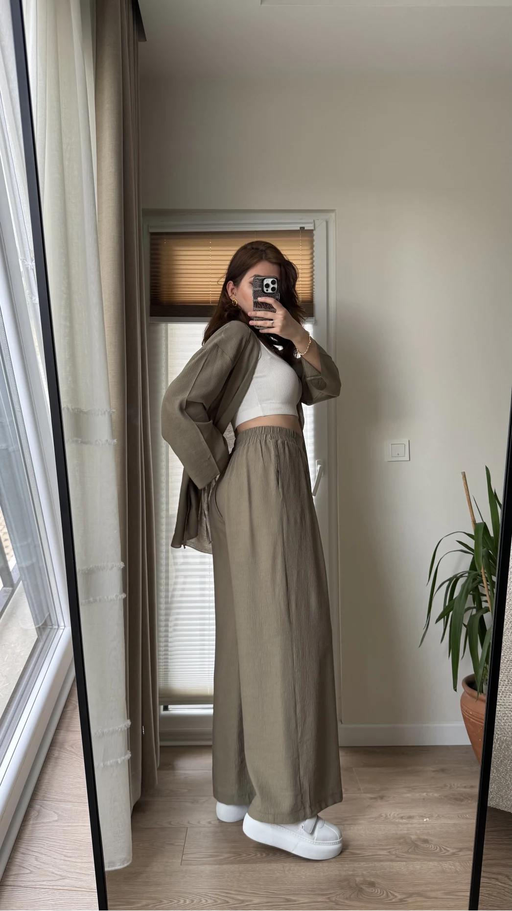 Krinkıl Viskon Kimono Takım Haki (KOD: 51109)