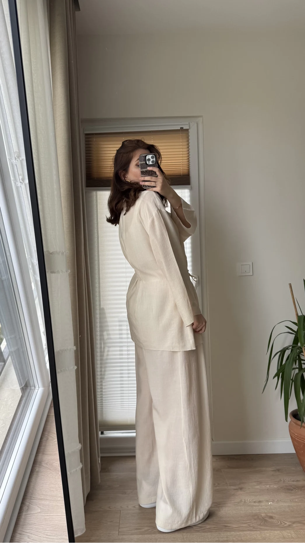 Krinkıl Viskon Kimono Takım Krem (KOD: 51109)