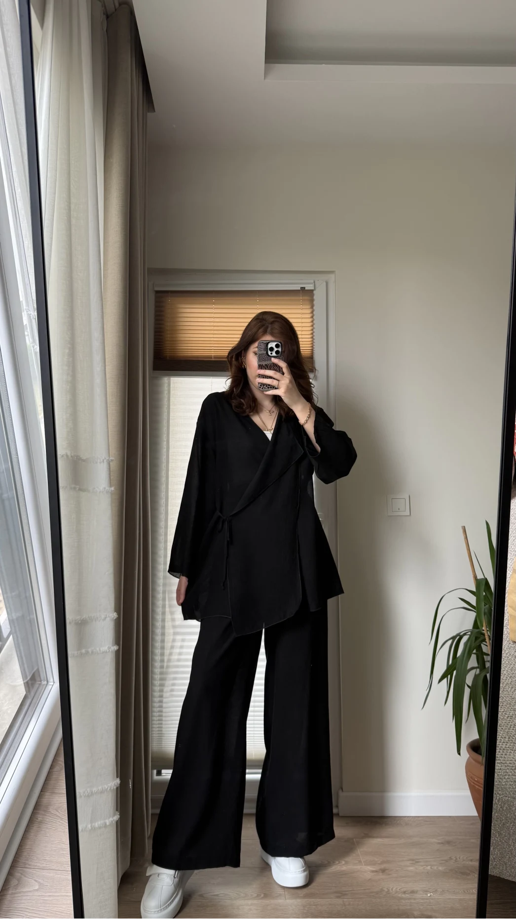 Krinkıl Viskon Kimono Takım Siyah (KOD: 51109)