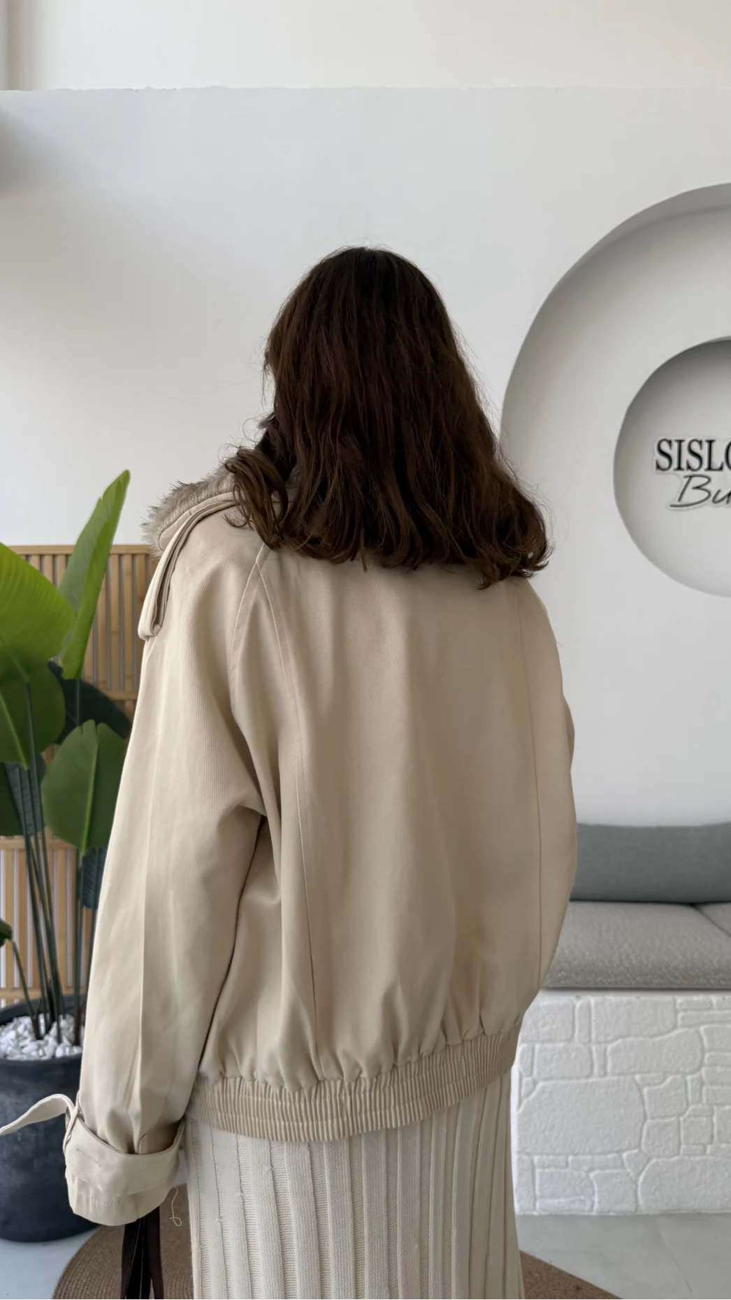 Kürk Yakalı Trençkot - Krem - Kod: 508232