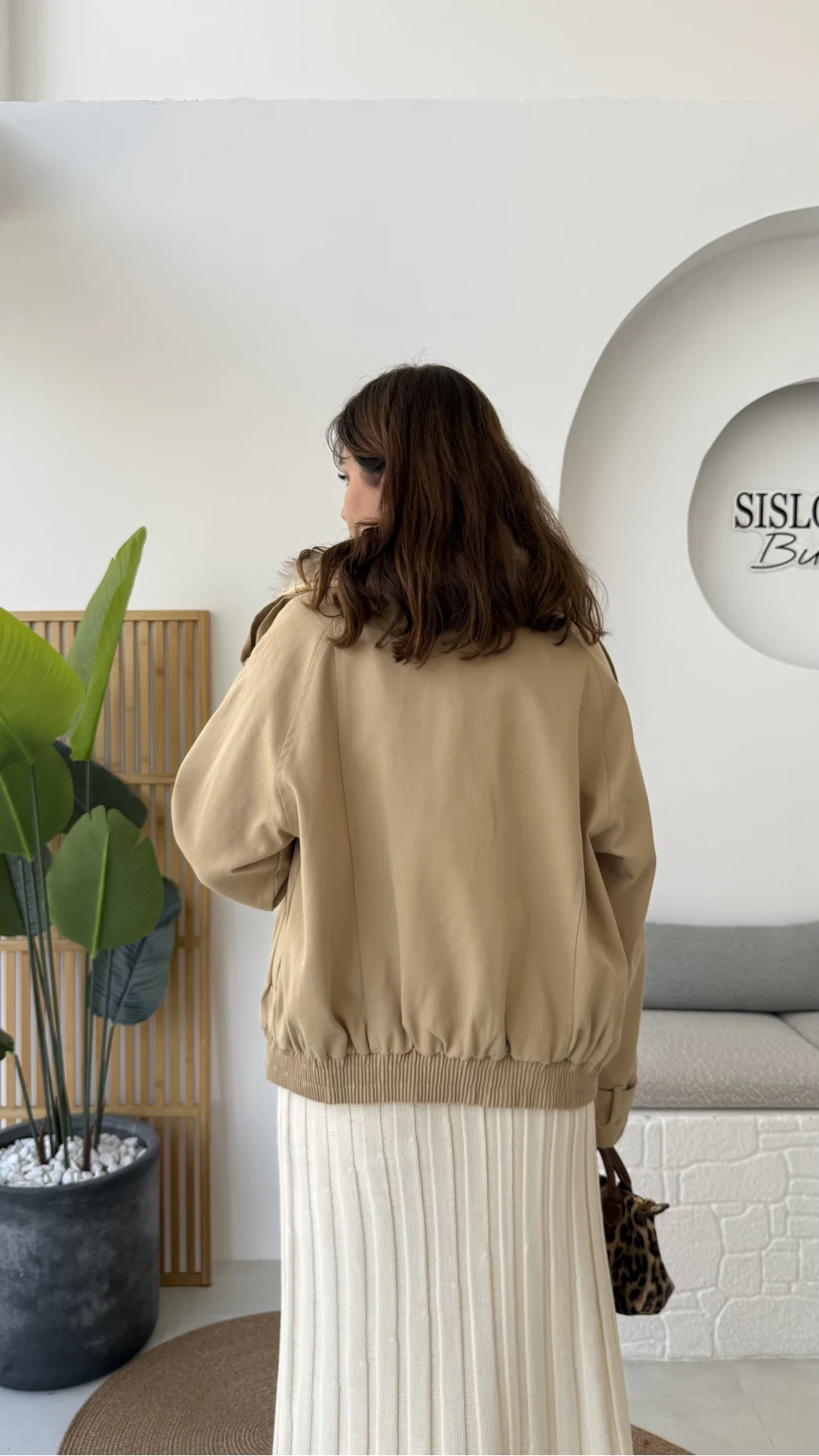 Kürk Yakalı Trençkot - Vizon - Kod: 508232