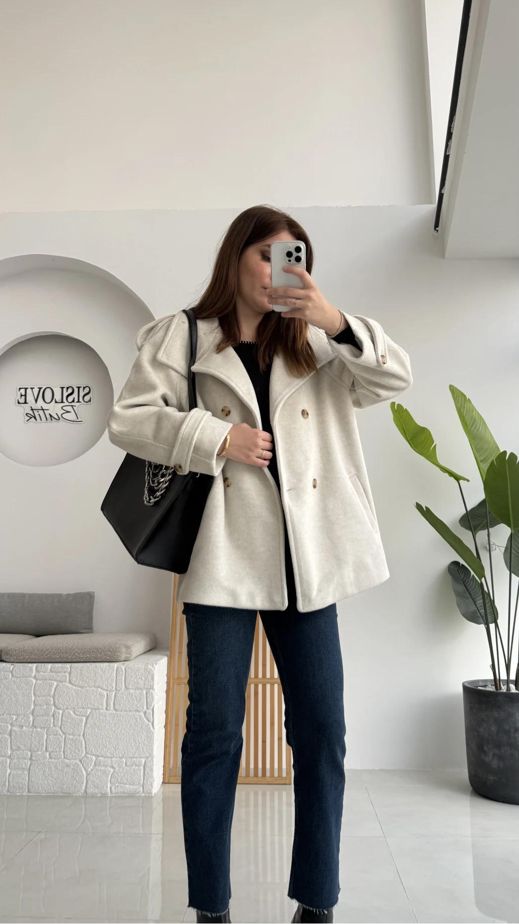 Kuruvaze Kısa Kuşaklı Kaban - Taş - Kod: 7676