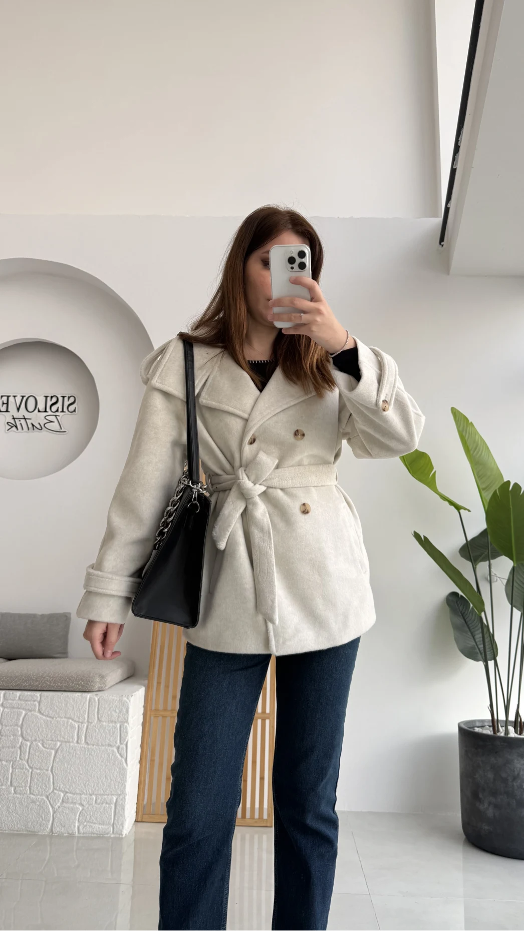 Kuruvaze Kısa Kuşaklı Kaban - Taş - Kod: 7676