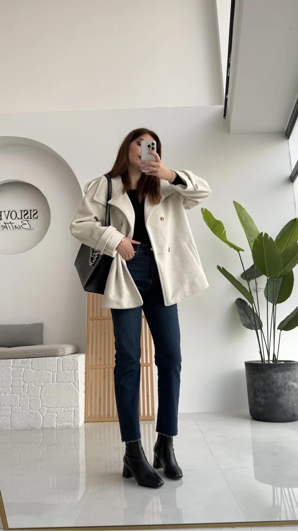 Kuruvaze Kısa Kuşaklı Kaban - Taş - Kod: 7676