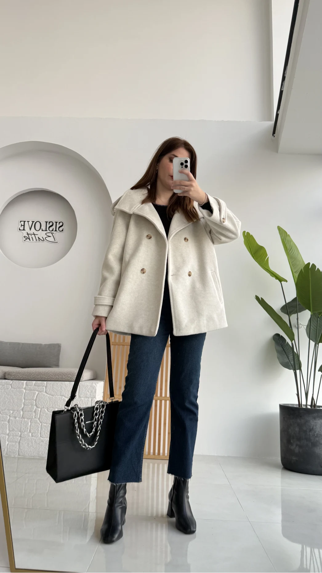 Kuruvaze Kısa Kuşaklı Kaban - Taş - Kod: 7676