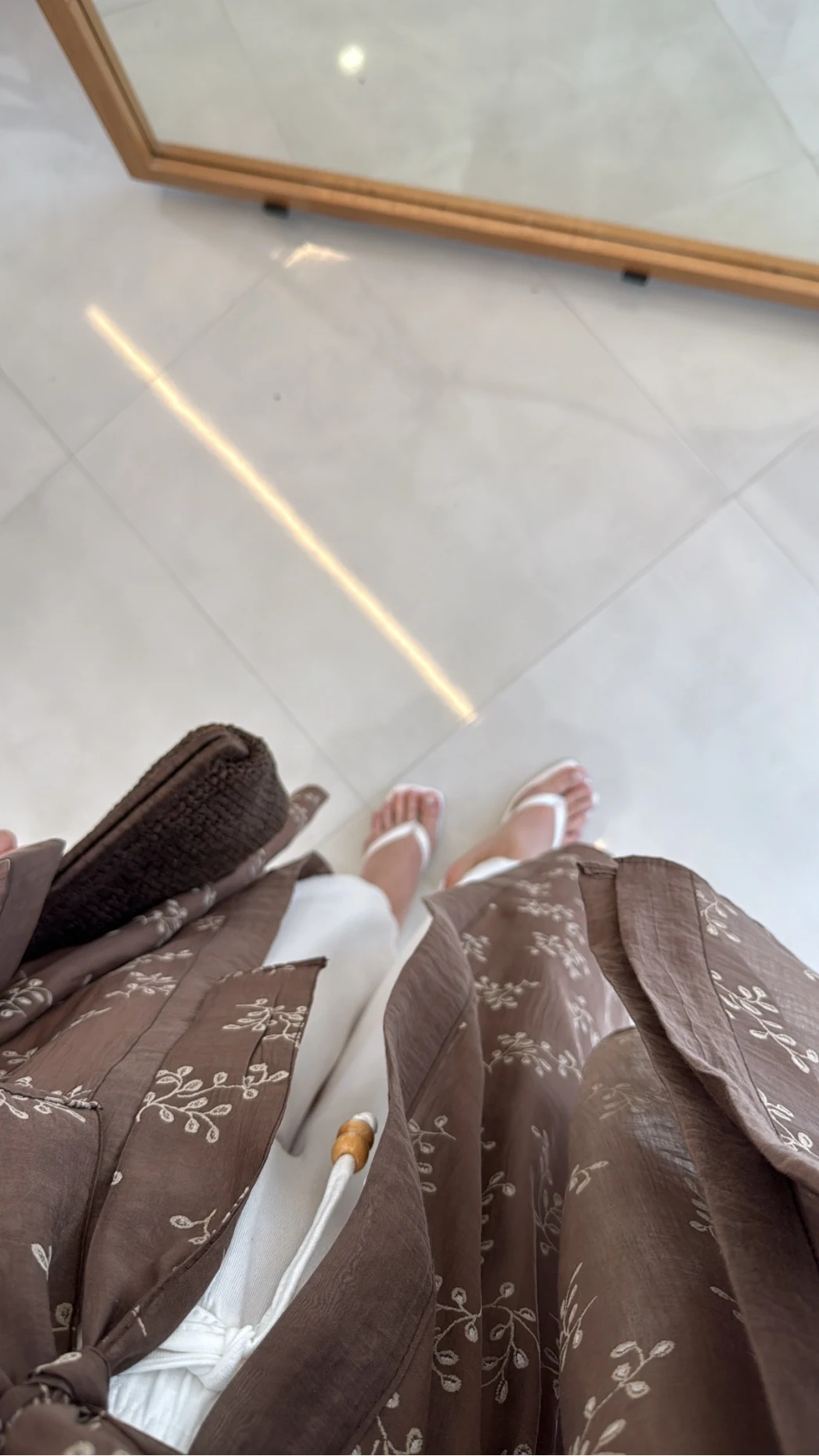 Kuşaklı Nakış İşlemeli Kimono - Kahve - Kod: 5097