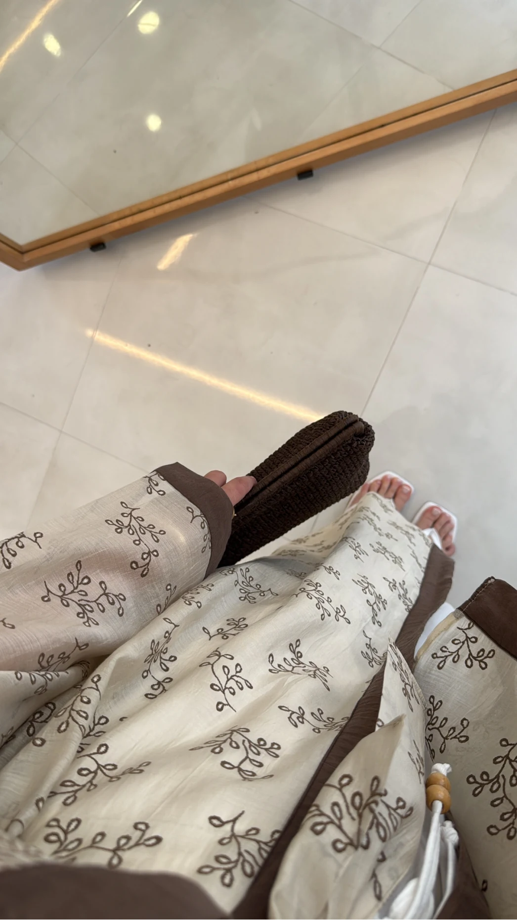 Kuşaklı Nakış İşlemeli Kimono - Taş - Kod: 5097