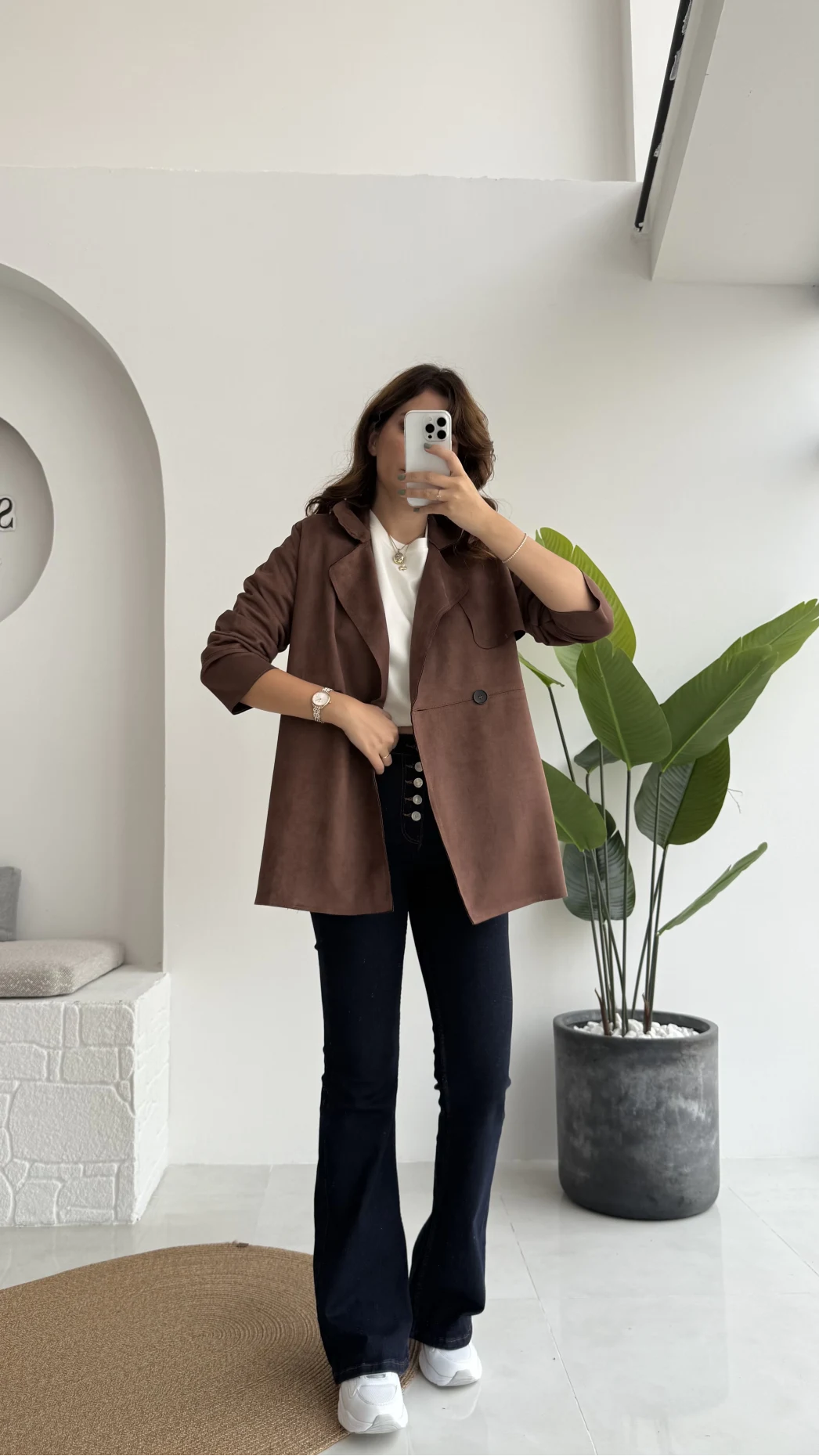 Kuşaklı Süet Trençkot - Kahve