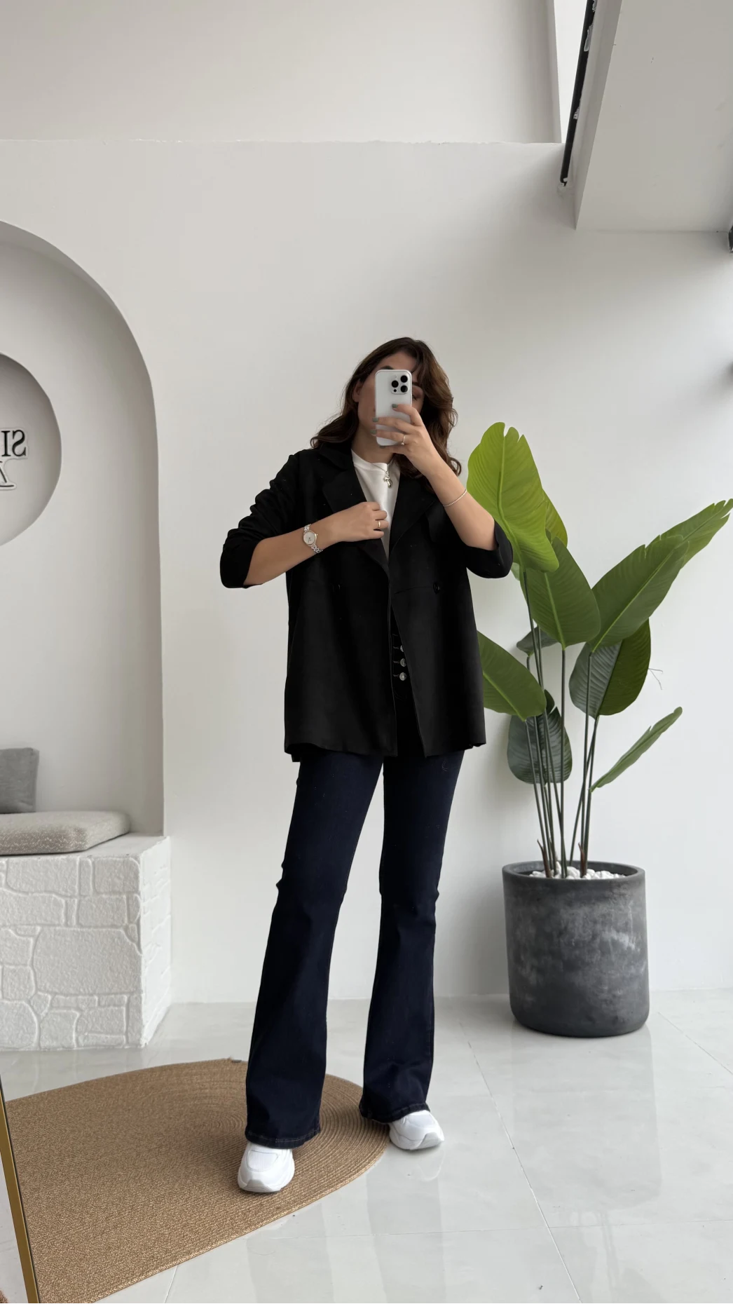 Kuşaklı Süet Trençkot - Siyah