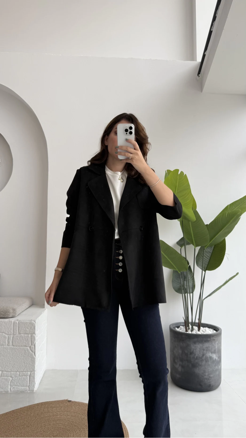 Kuşaklı Süet Trençkot - Siyah