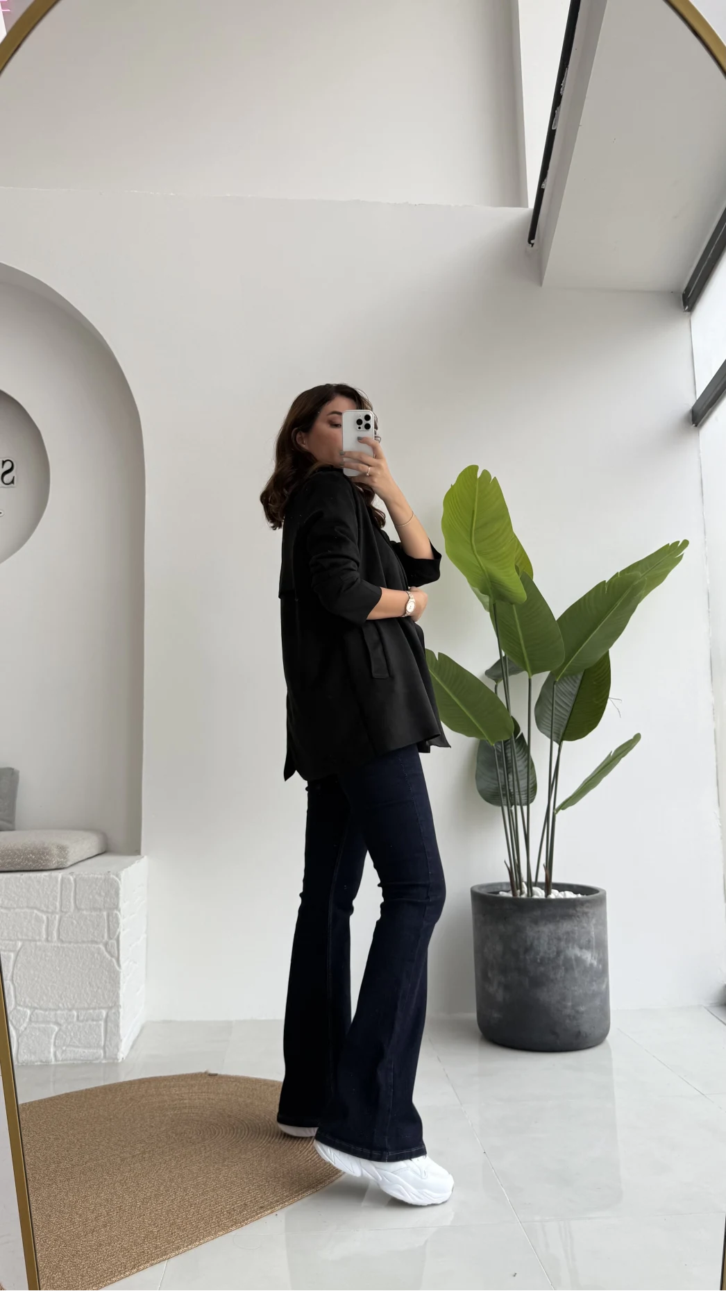 Kuşaklı Süet Trençkot - Siyah