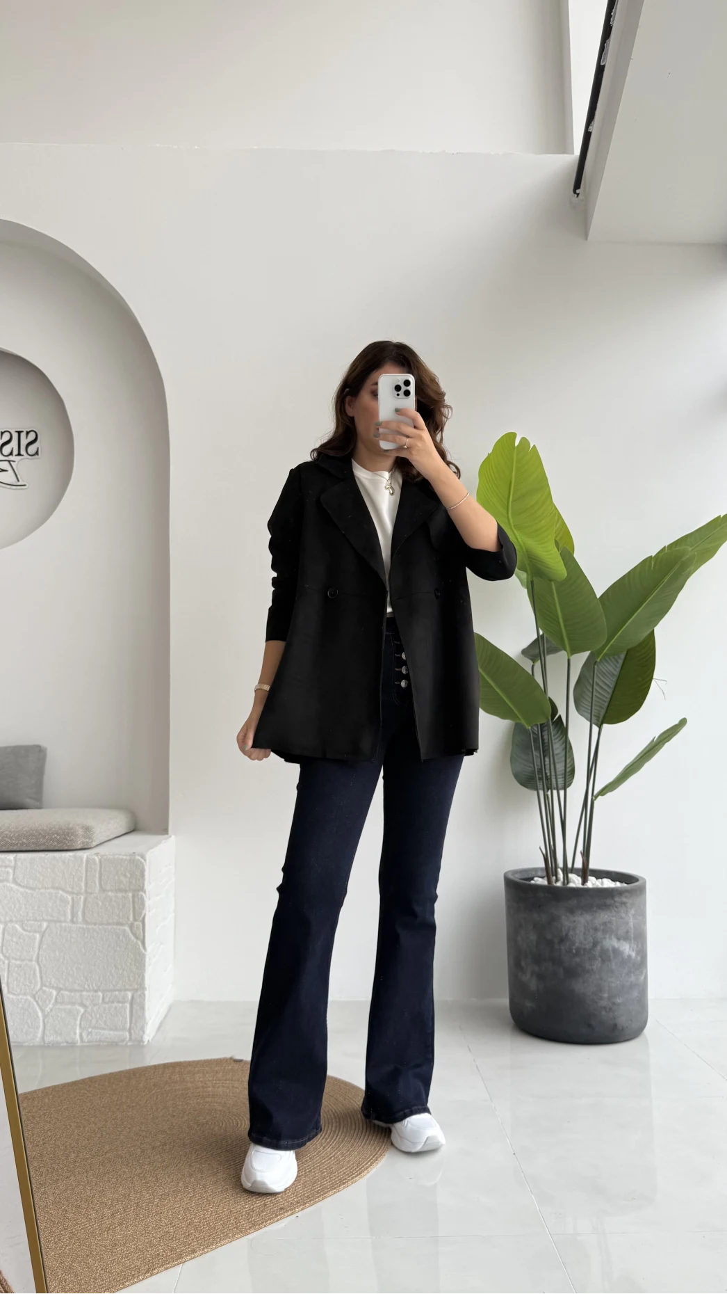 Kuşaklı Süet Trençkot - Siyah