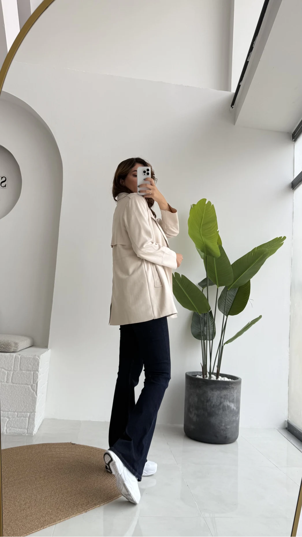 Kuşaklı Süet Trençkot - Taş