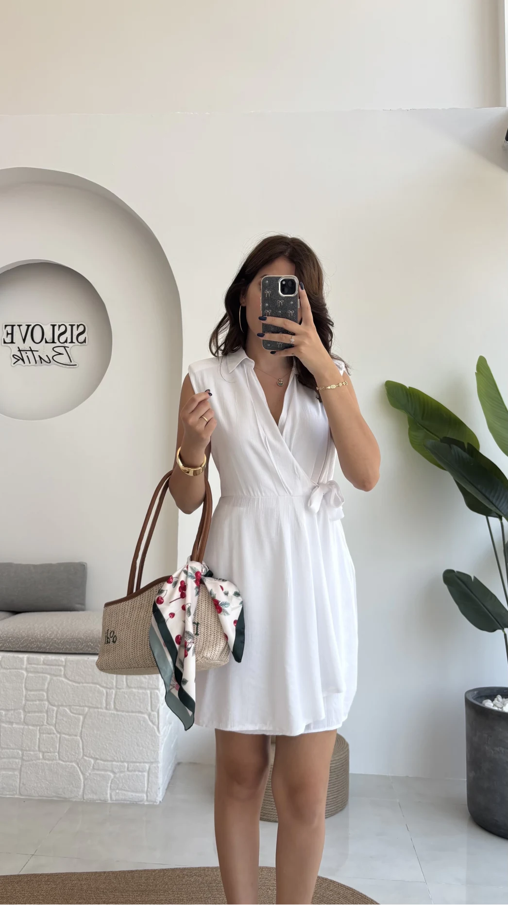 Laura Vatkalı Bürümcük Elbise - Beyaz - 6021