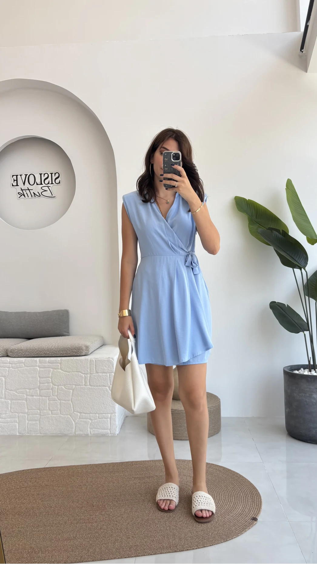 Laura Vatkalı Bürümcük Elbise - Mavi - 6021