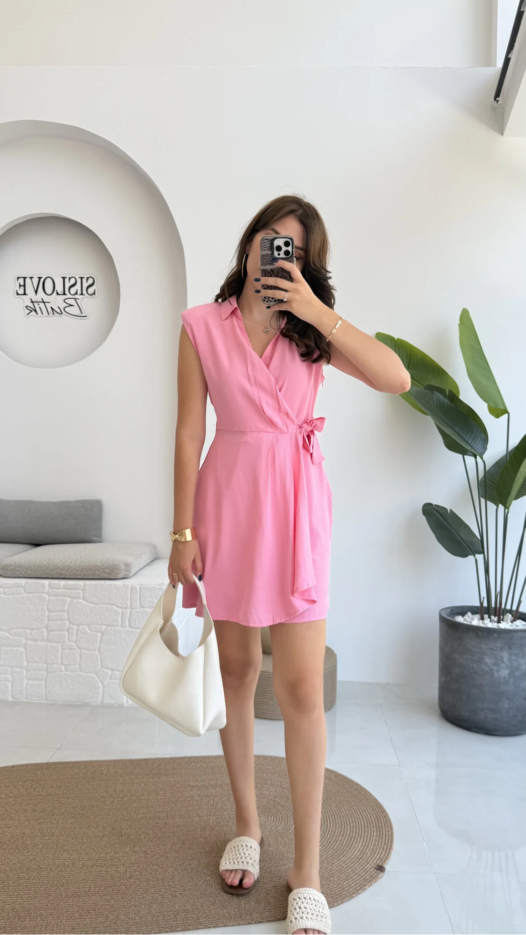 Laura Vatkalı Bürümcük Elbise - Pembe - 6021