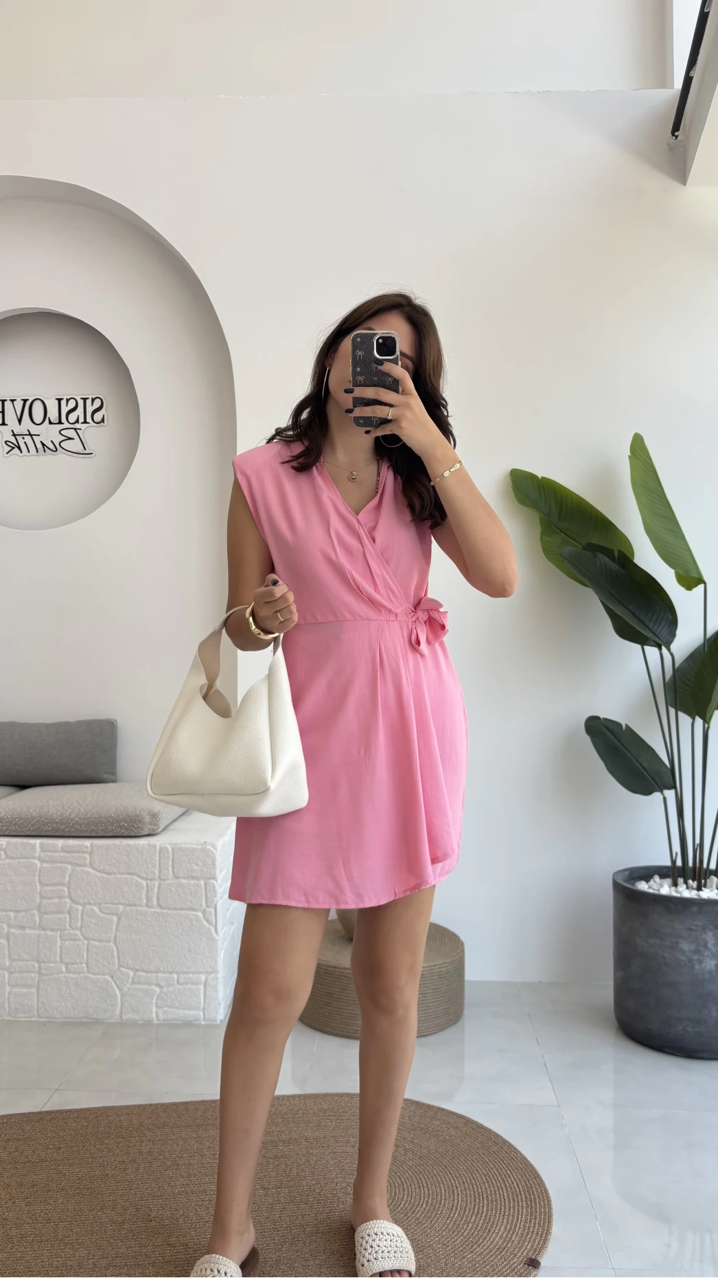 Laura Vatkalı Bürümcük Elbise - Pembe - 6021