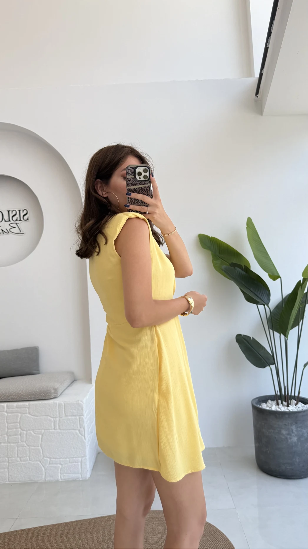 Laura Vatkalı Bürümcük Elbise - Sarı - 6021