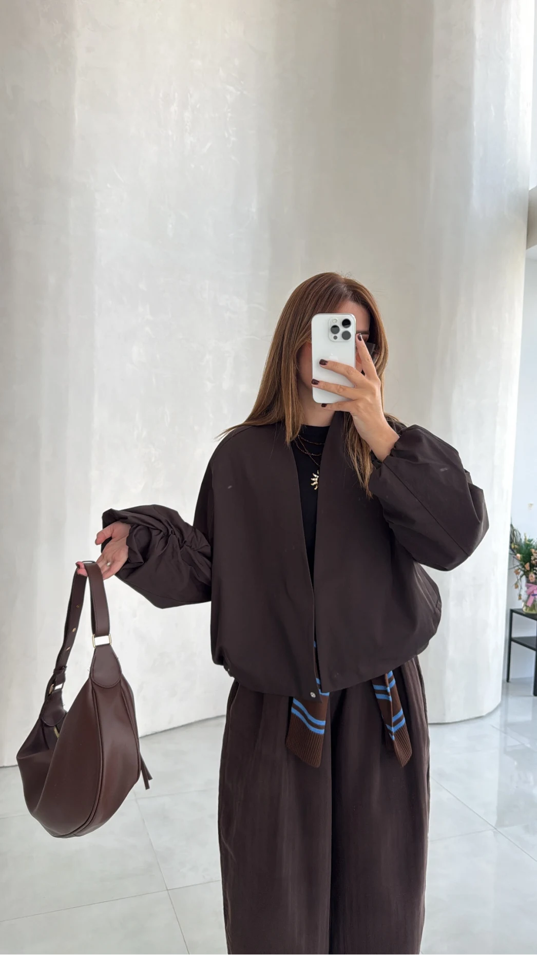 Lauren Kısa Bomber Ceket - Acı Kahve - Kod: 7774