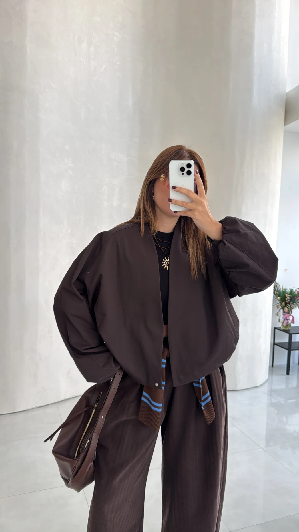 Lauren Kısa Bomber Ceket - Acı Kahve - Kod: 7774