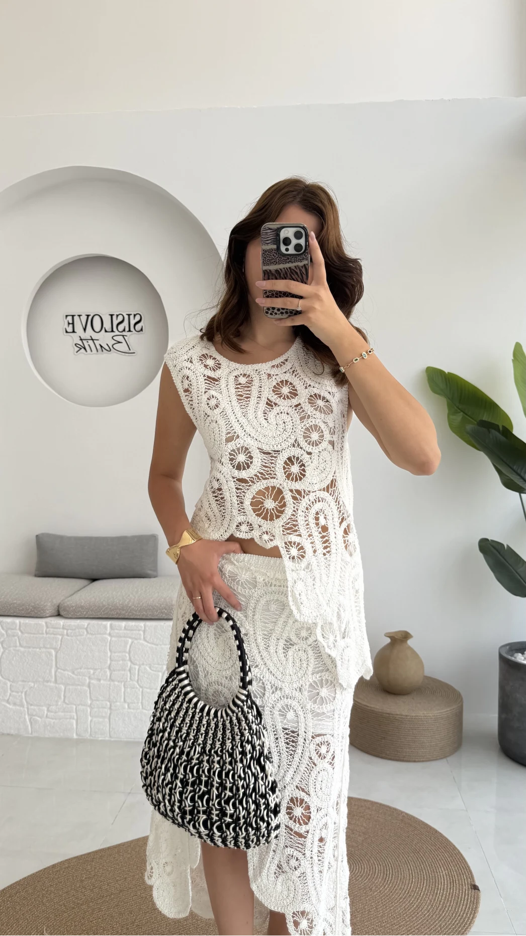 Lavina Dantel Etek Bluz - Kırık Beyaz - 38873