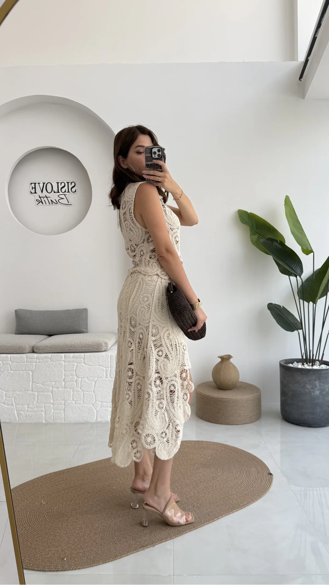 Lavina Dantel Etek Bluz - Natural - 38873