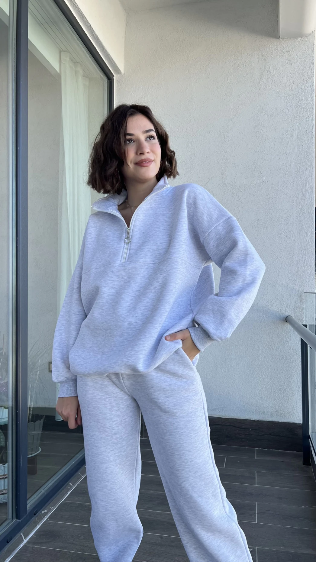 Lawla Gri Fermuarlı Sweat Takım