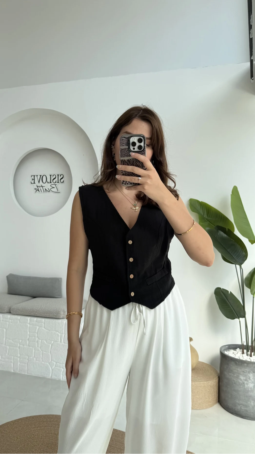 Lemon Düğmeli Kısa Yelek - Siyah