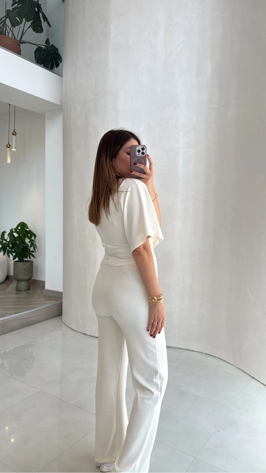 Lena Simli Modal Crop Takım - Ekru - Kod: 4162