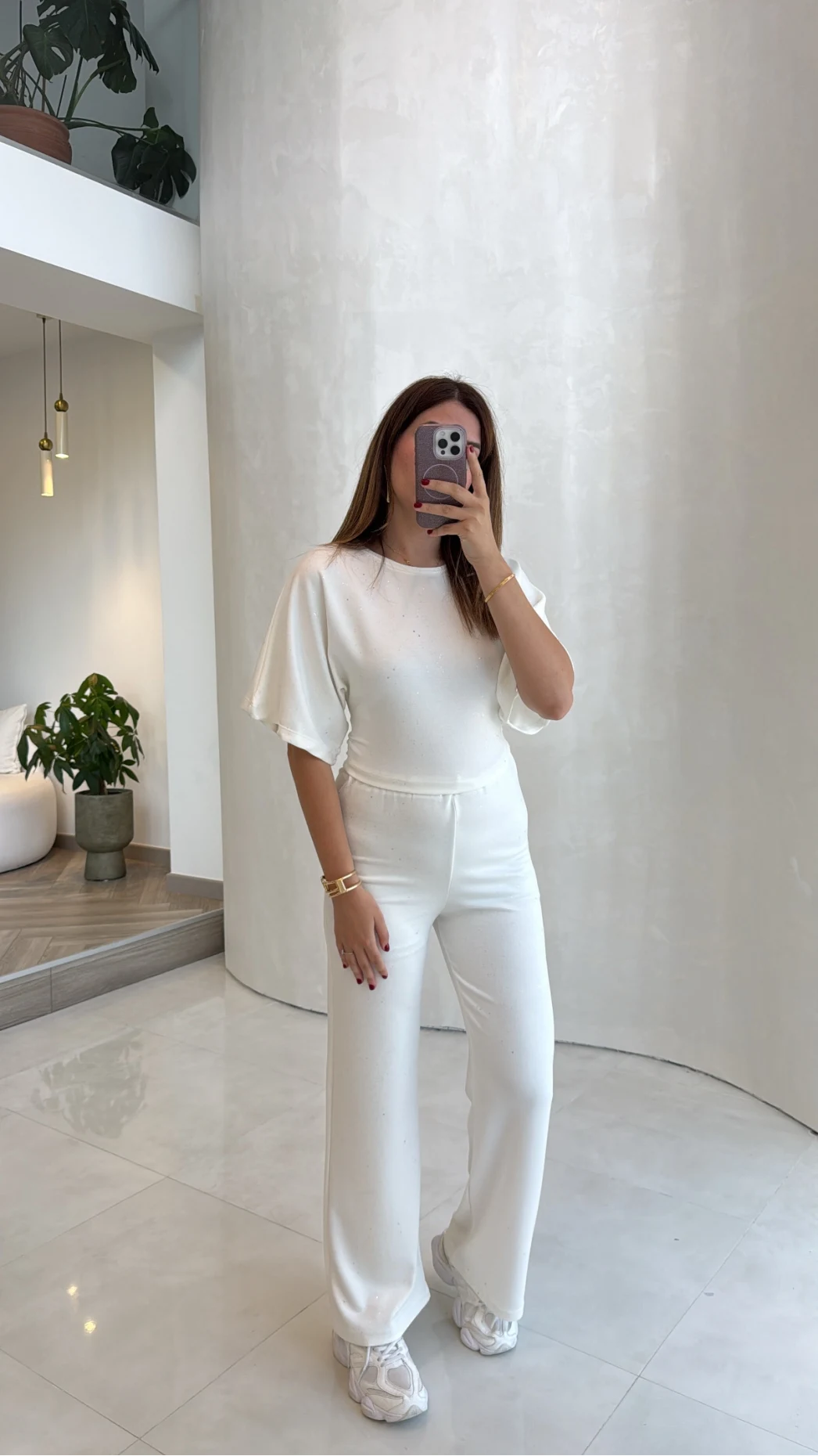 Lena Simli Modal Crop Takım - Ekru - Kod: 4162