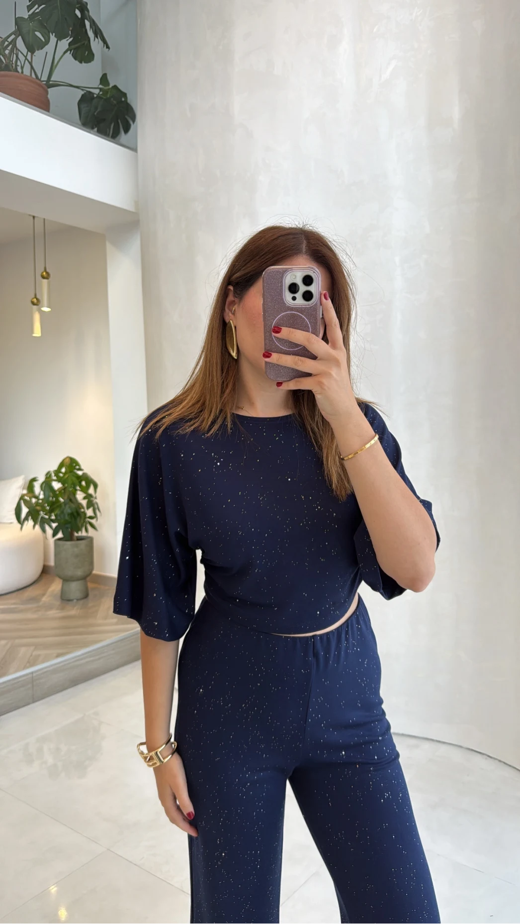 Lena Simli Modal Crop Takım - Lacivert - Kod: 4162
