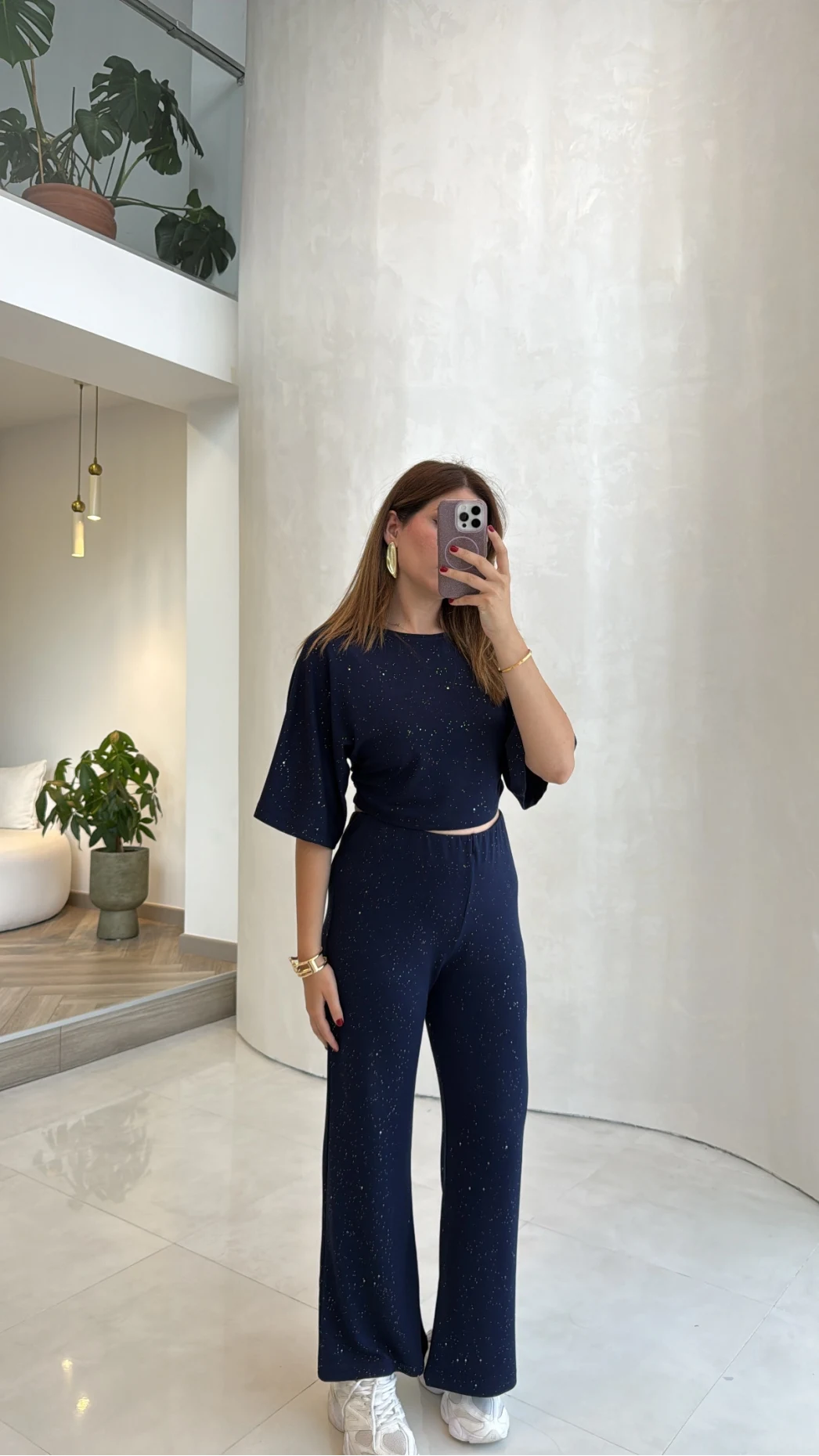 Lena Simli Modal Crop Takım - Lacivert - Kod: 4162