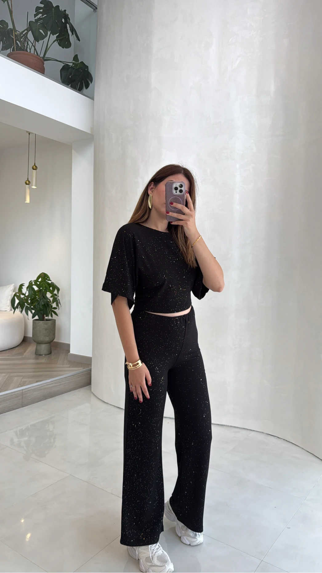 Lena Simli Modal Crop Takım - Siyah - Kod: 4162