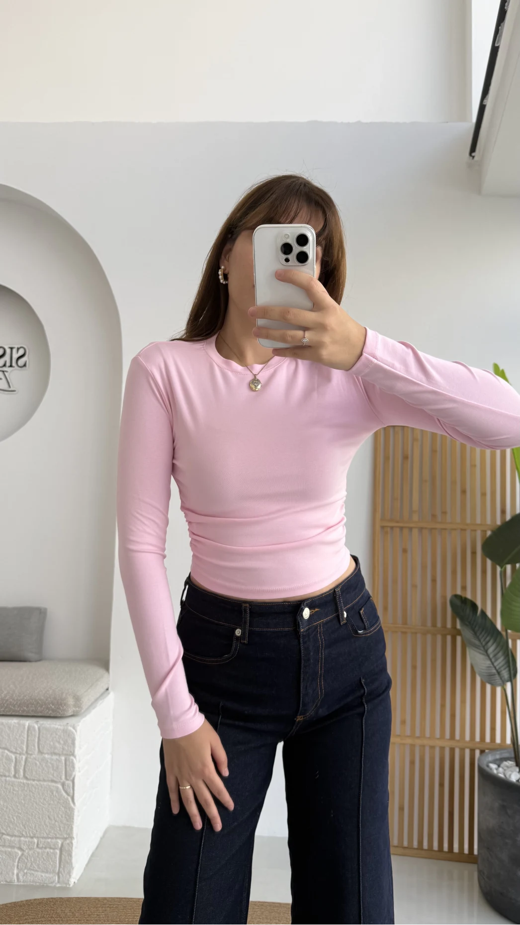 Lena Yanı Büzgülü Likralı Bluz - Pembe