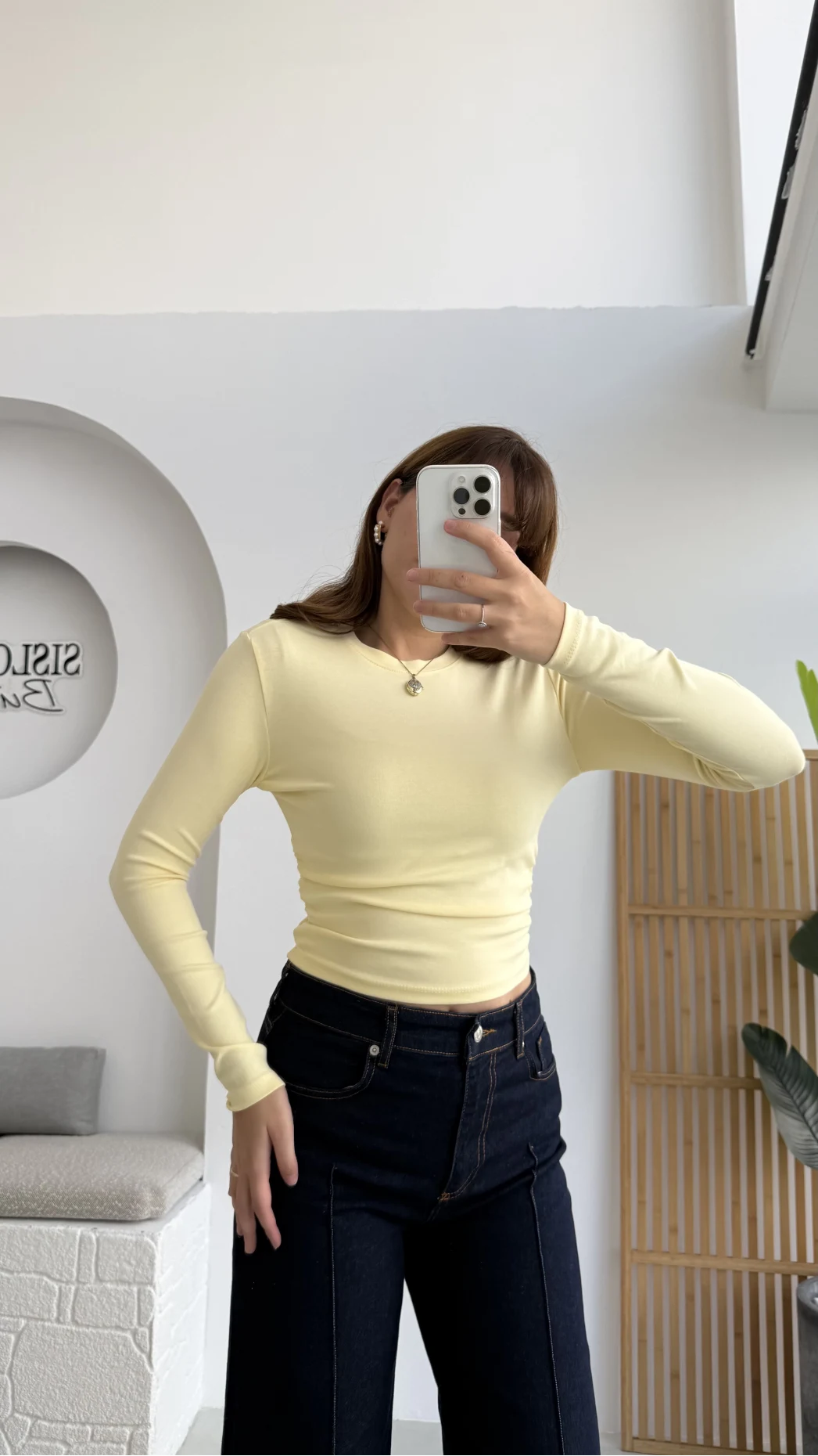 Lena Yanı Büzgülü Likralı Bluz - Sarı