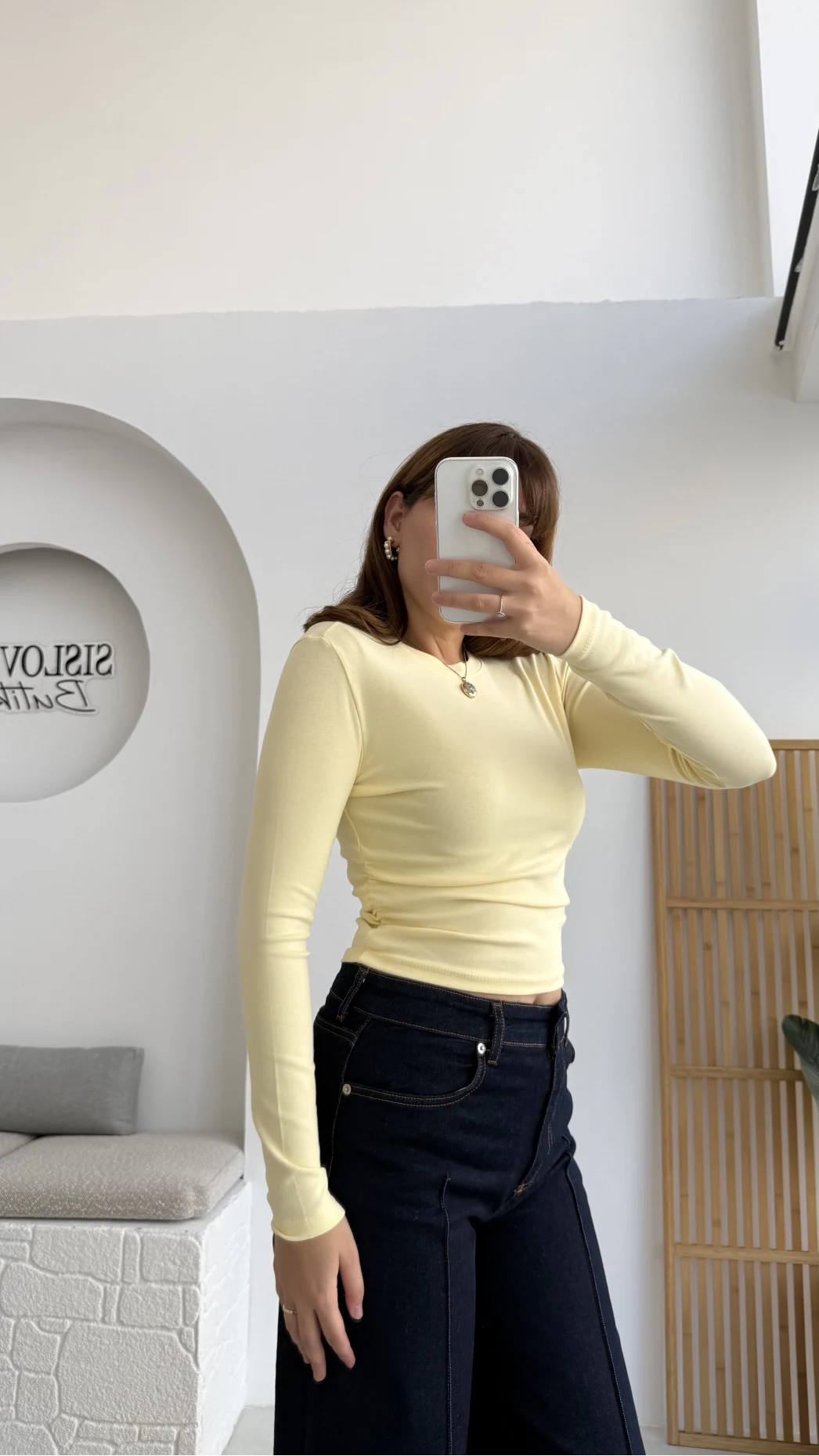 Lena Yanı Büzgülü Likralı Bluz - Sarı