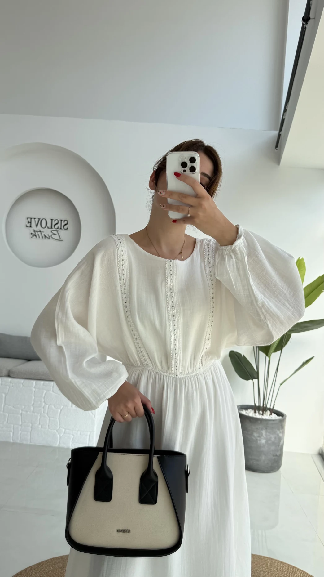 Lenora Zımba Detay Elbise - Kırık Beyaz - 3037