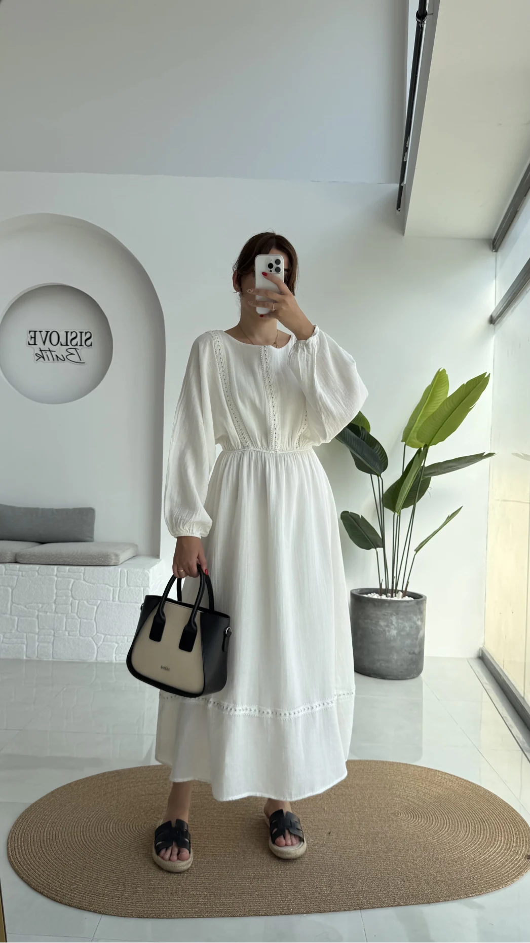 Lenora Zımba Detay Elbise - Kırık Beyaz - 3037