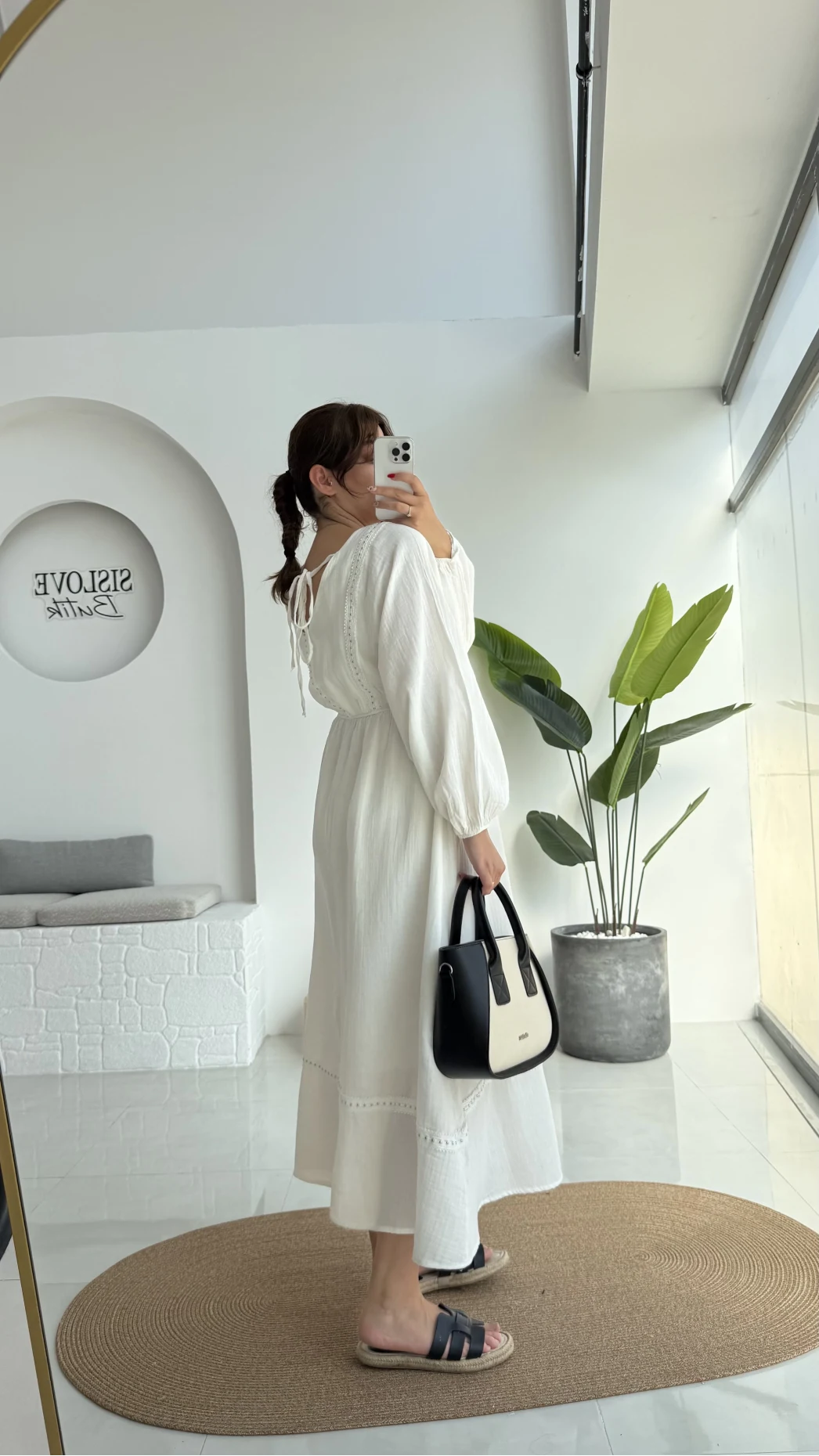 Lenora Zımba Detay Elbise - Kırık Beyaz - 3037