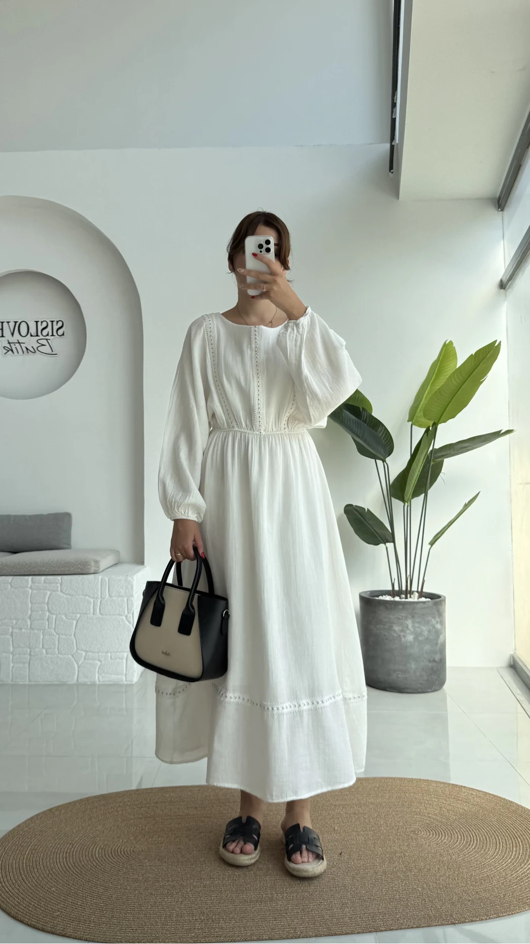 Lenora Zımba Detay Elbise - Kırık Beyaz - 3037